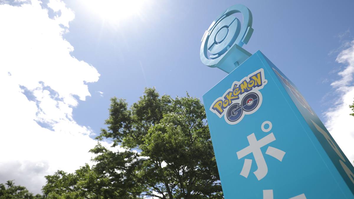 A Pokemon Go PokeStop column at Go Fest Sendai.