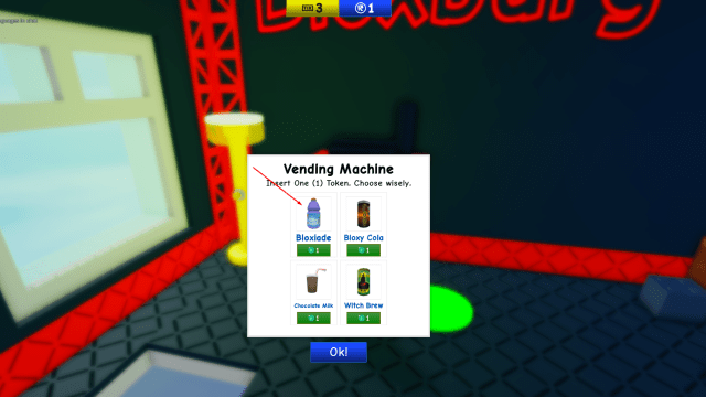 Vending Machine options in Roblox The Classic.