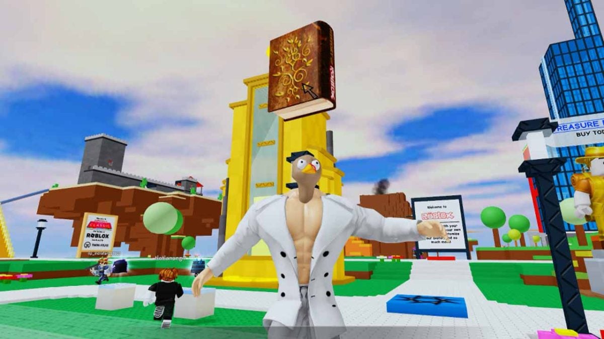 A player stands in the Roblox: Classic area.