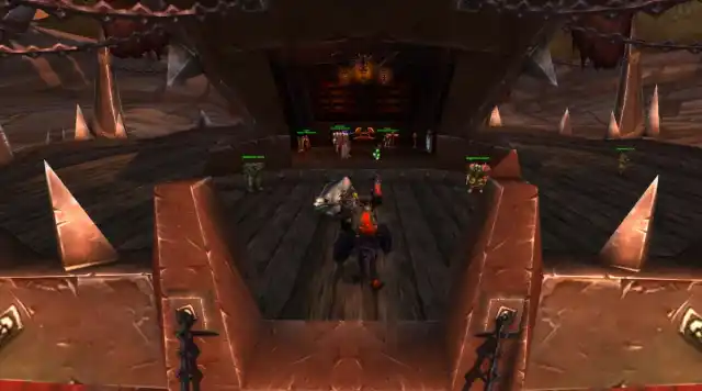 The Horde Orgrimmar justice point vendors above Grommash Hold in WoW Cataclysm Classic