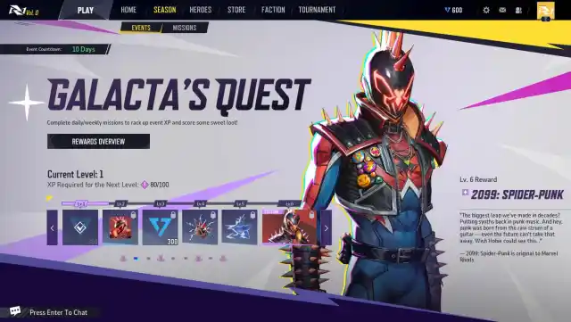 Spiderman's cosmetic displayed through Galacta's Quest.