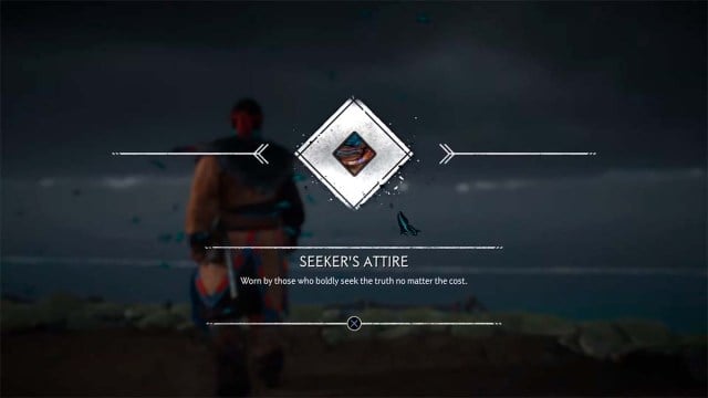 Info text about the Seeker's Attire in Ghost of Tsushima