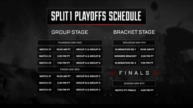 The schedule for ALGS Split 1 Playoffs 2024