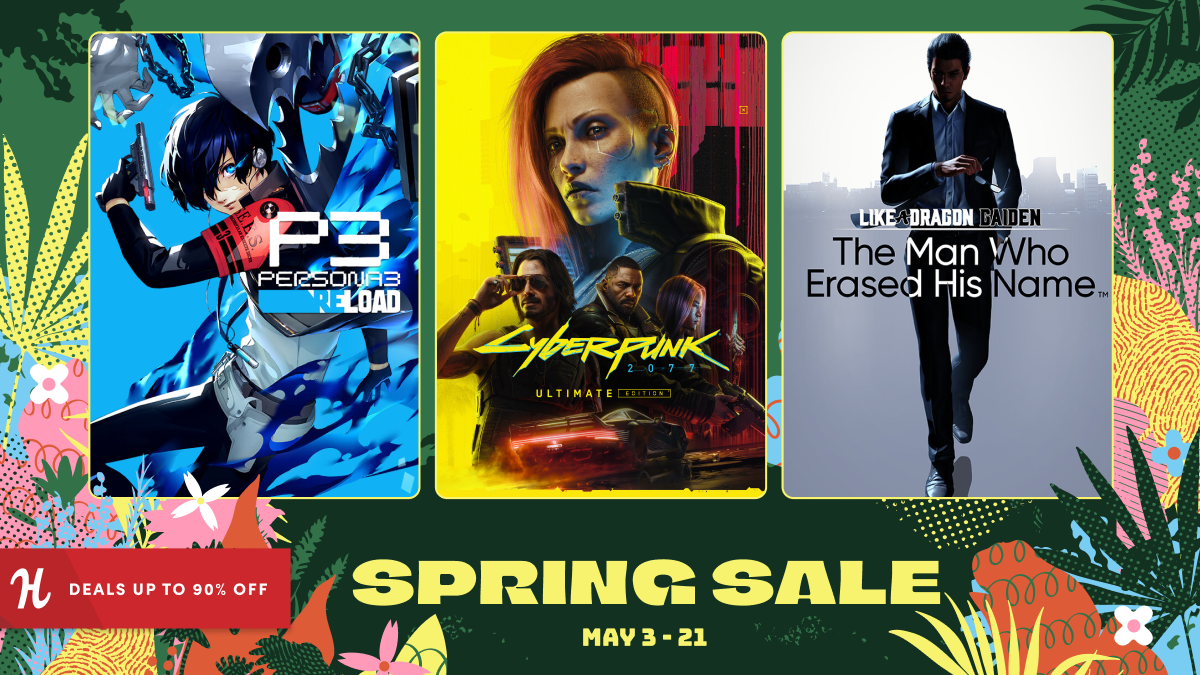 the Humble Bundle spring sale featuring Cyberpunk, Persona 3, and Like a Dragon Gaiden