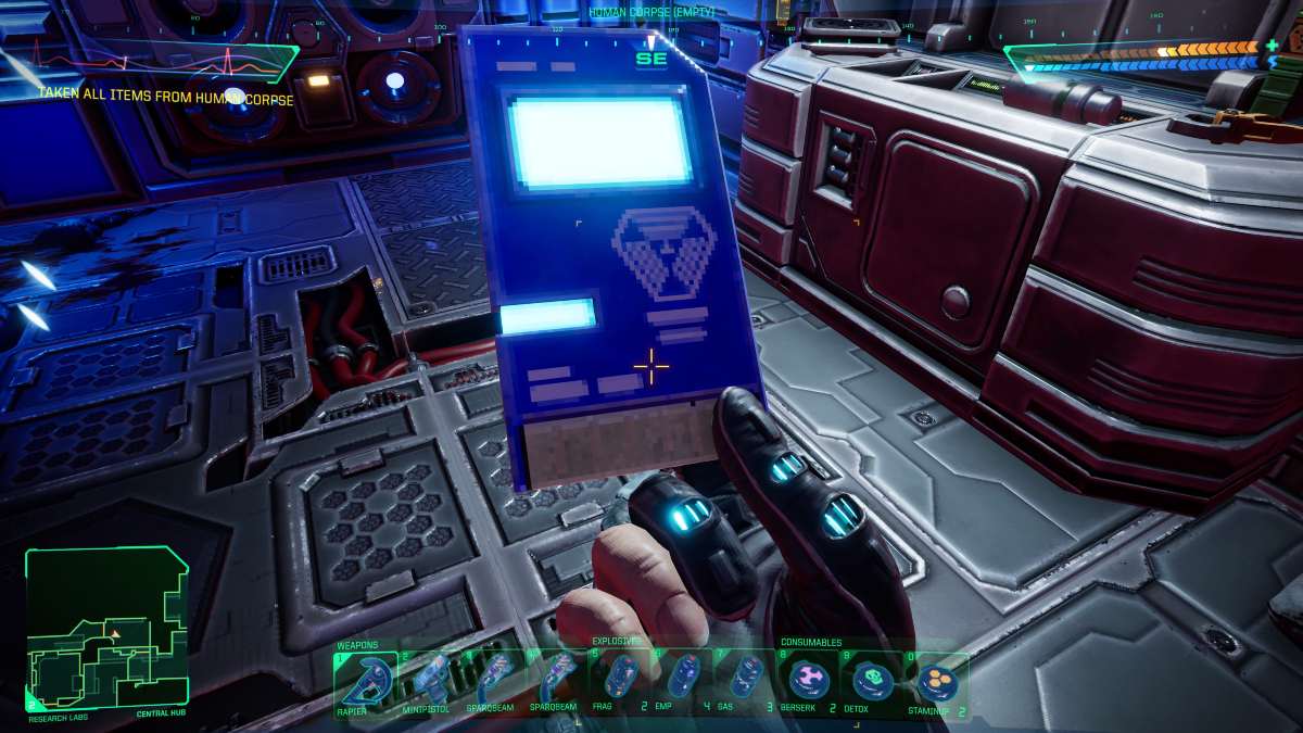 Engineering Access Card pick up in System Shock.