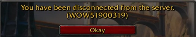 The WOW51900319 error code in World of Warcraft.
