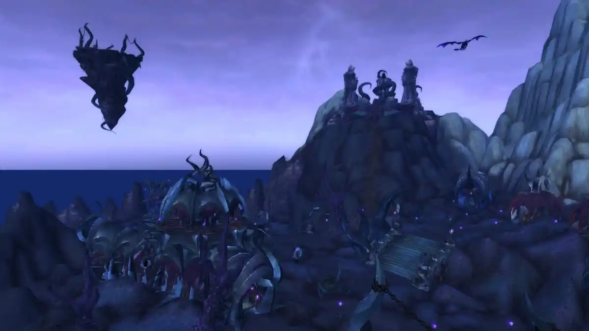 A subzone in Twilight Highlands with statues and dragons