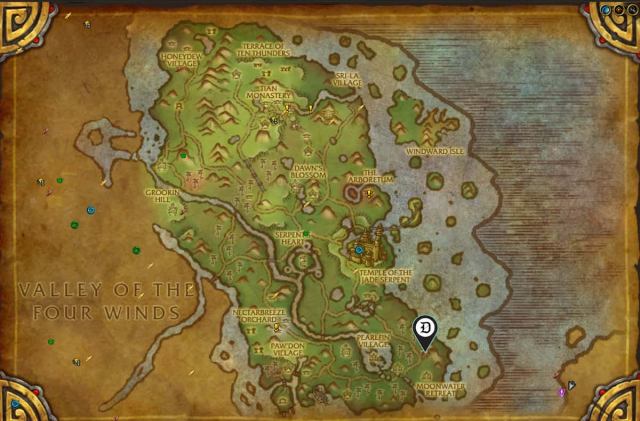 Map of the Jade Forest, showing where to find Anduin