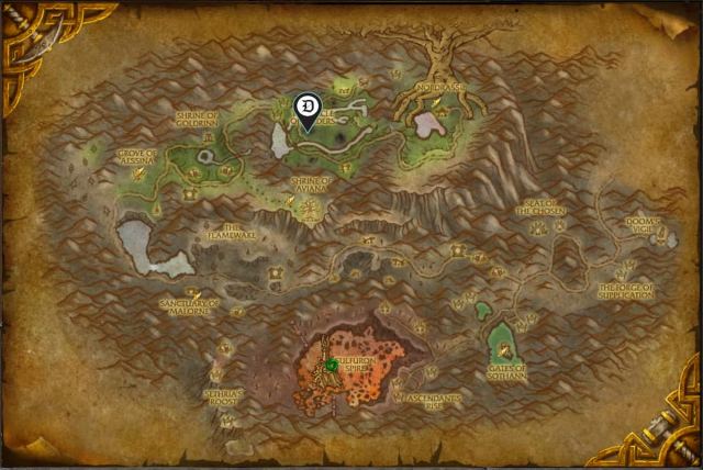 Map of Mount Hyjal, showing where to find Pip