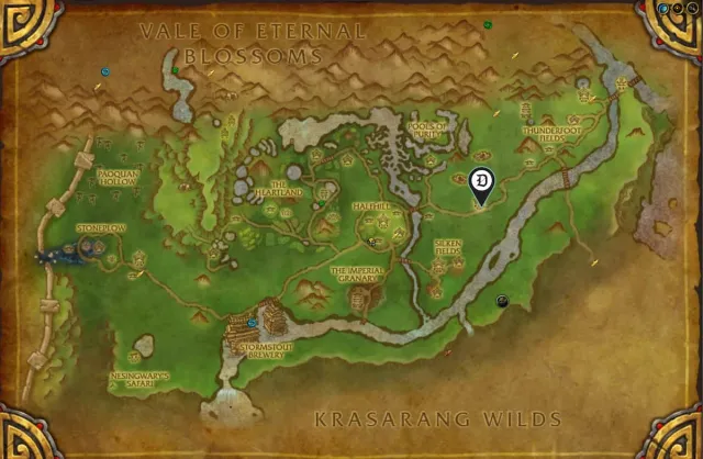 Map of the Valley of the Four Winds, showing where to find Mudmug