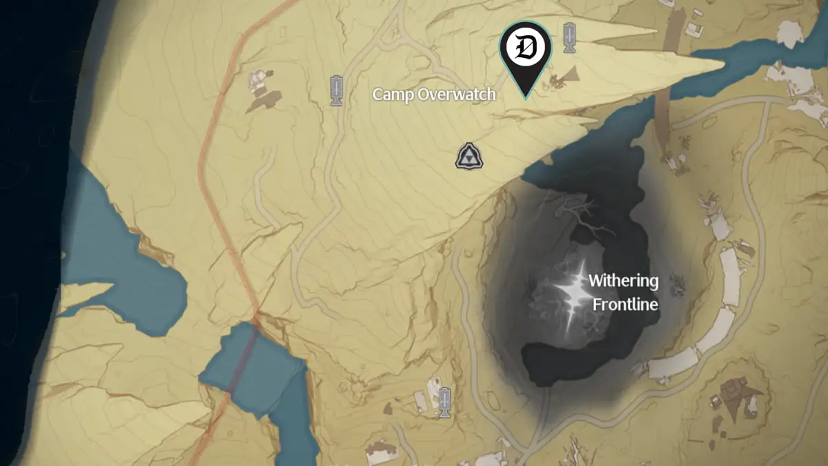 A Wuthering Waves map marking the location where Cyan-Feather Heron can be found.