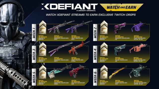 Twitch drop schedule for XDefiant release.