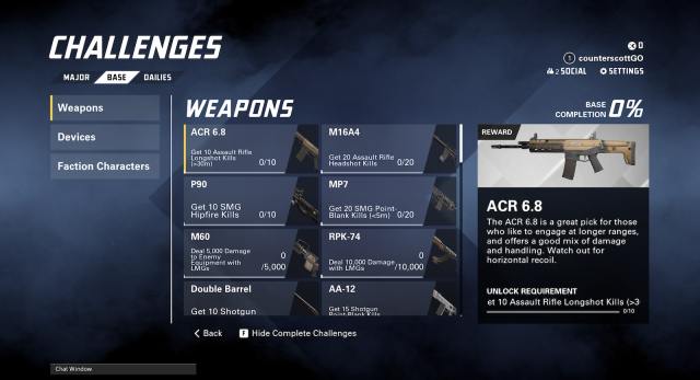 All weapon challenges in XDefiant.