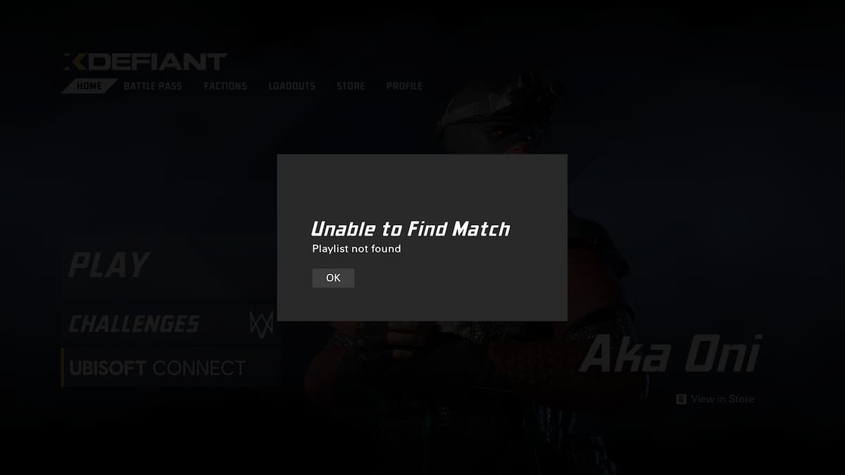XDefiant: объяснение ошибки «Невозможно найти совпадение — плейлист не найден»