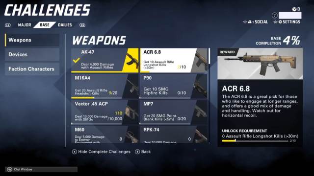 A screen showing the challenge to unlock the ACR in XDefiant.
