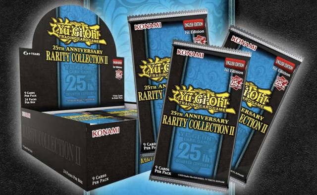 Screenshot of a promotional image showcasing the packaging for Yu-Gi-Oh!'s 25th Anniversary Rarity Collection 2