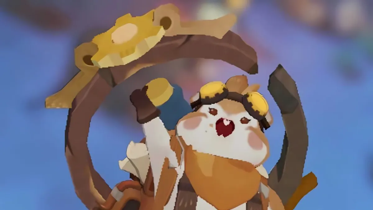 Treasure Hunt hamster with its fist up in AFK Journey