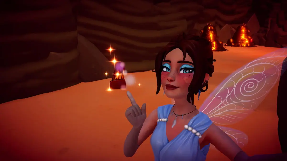 The player pointing at Aged Venison in Disney Dreamlight Valley.