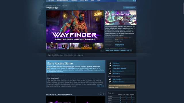 Wayfinder Steam Page with overwhelmingly negative reviews