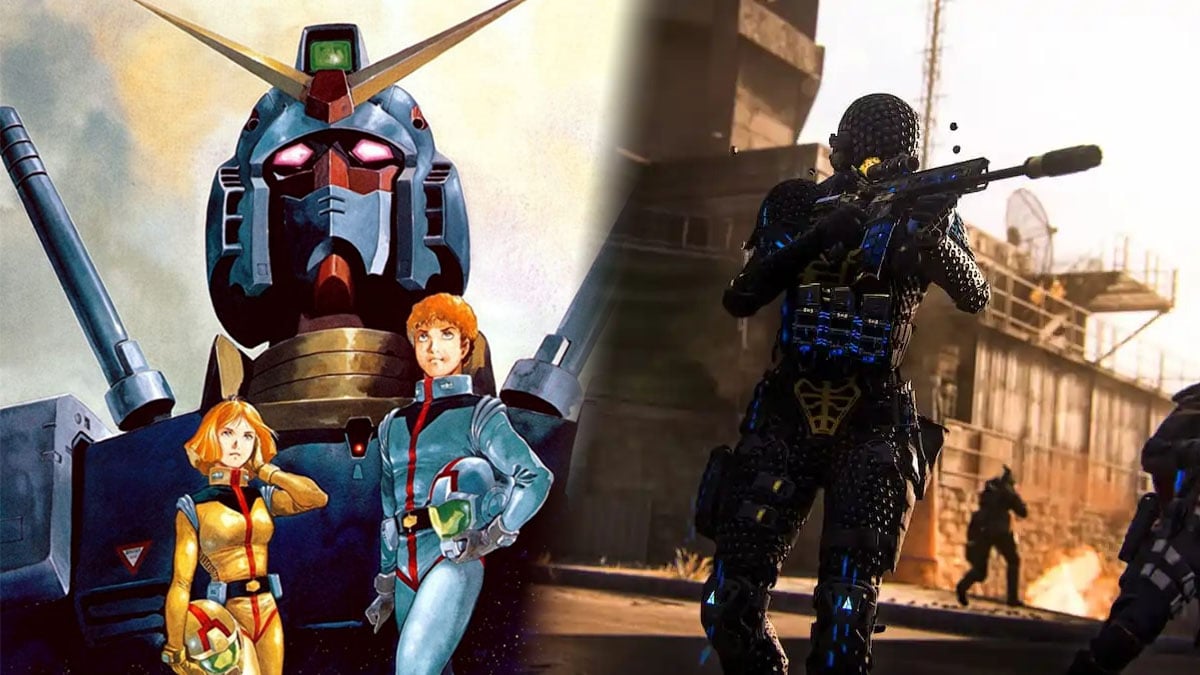 A gundam suit and two operators (left) and a soldier from Call of Duty (right).