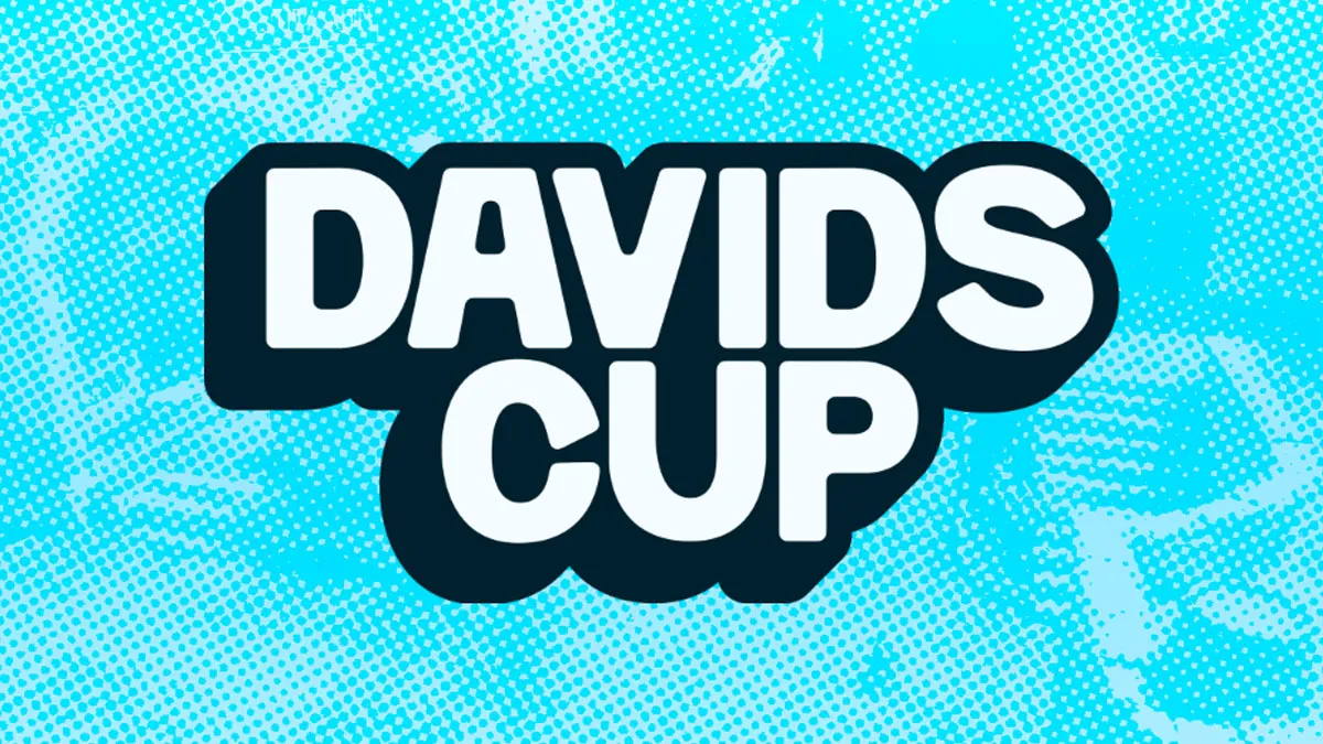 The David's Cup logo on a blue background.