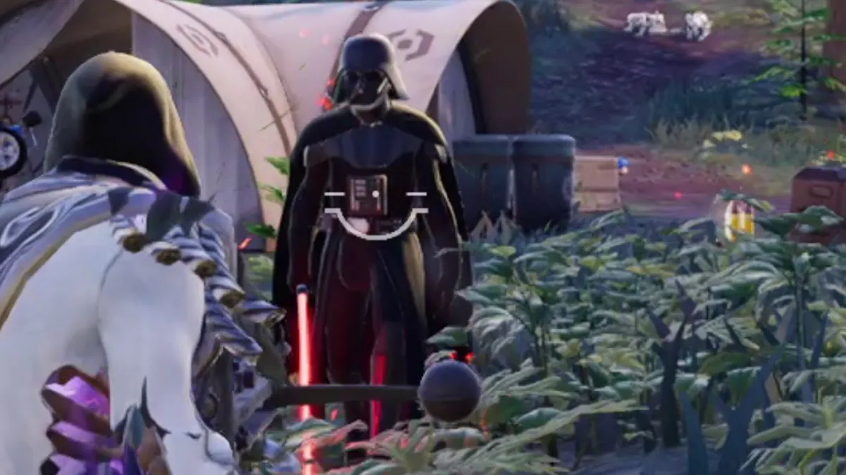 Darth Vader in front of the player character in Fortnite Battle Royale