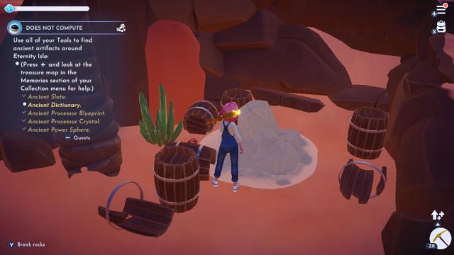 The rock pile with the Ancient Dictionary in it in Disney Dreamlight Valley.