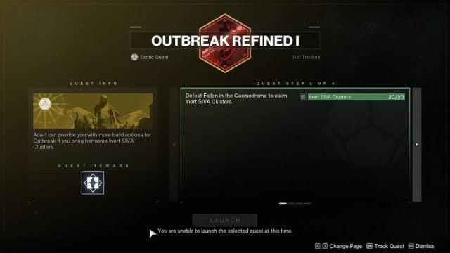 Outbreak Refined I quest in Destiny 2