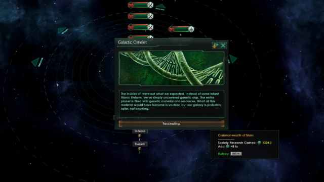 Don't count your planets Galactic Omelet event screen in Stellaris.