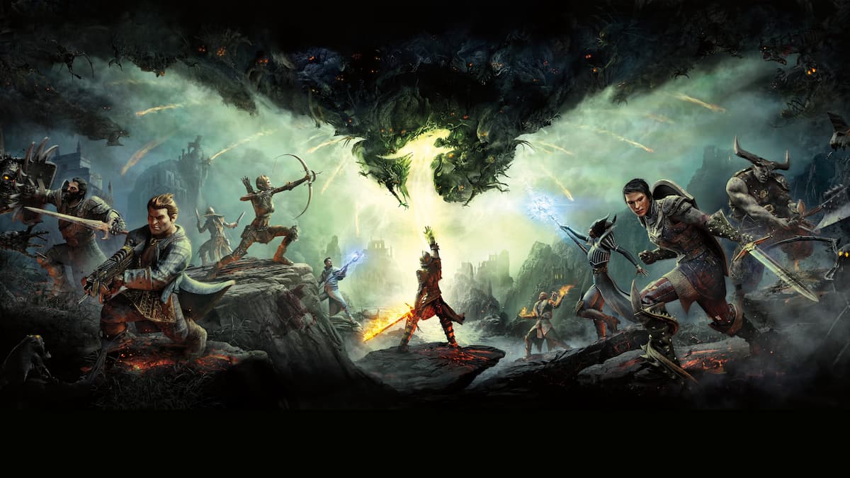 An image of the characters of Dragon Age: Inquisition fighting off demons