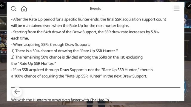 draw support information for cha's banner in solo leveling arise