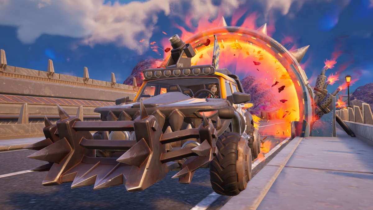 Driving Megalo Don's car in Fortnite.