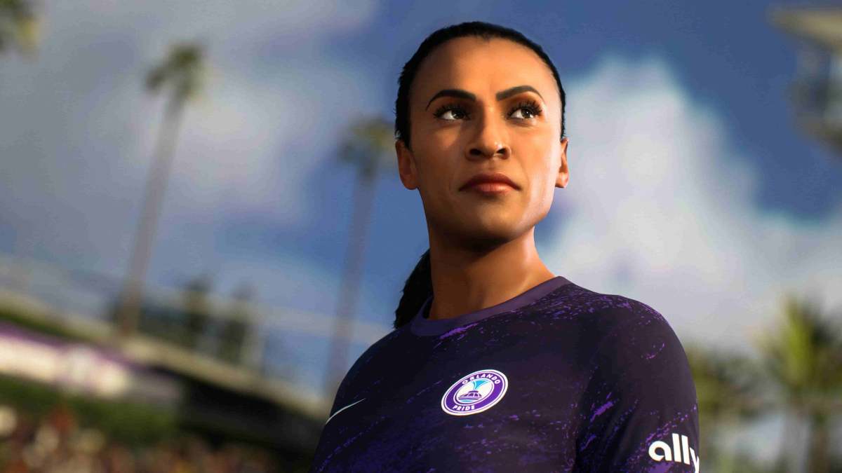 Marta in a purple jersey looking to the side in EA FC 24