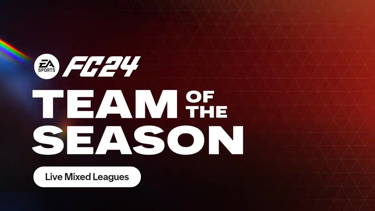 EA FC 24 Mixed League TOTS logo on dark orange background