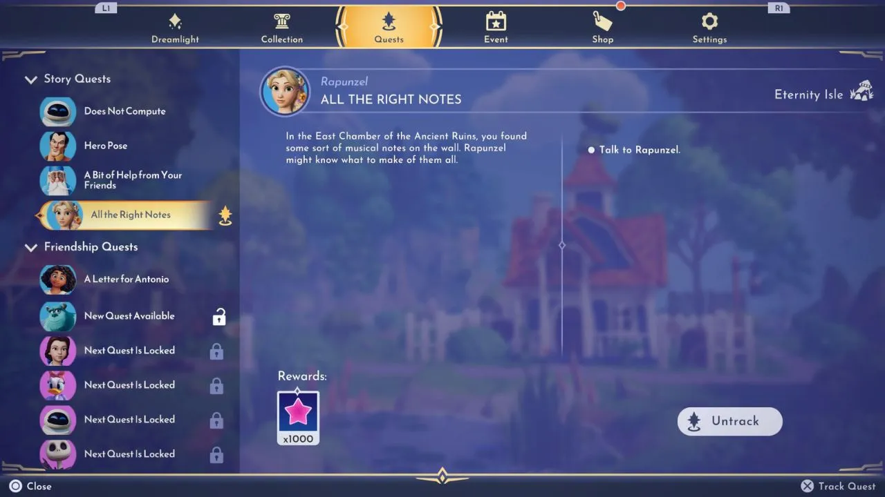 How to complete All The Right Notes in Disney Dreamlight Valley