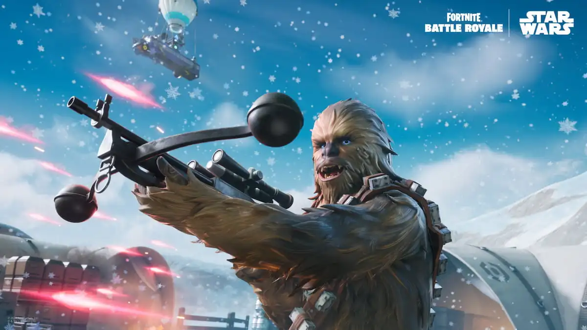 Chewbacca holding a Bowcaster in Fortnite