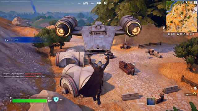 Mando landing to the Imperial outpost in Fortnite