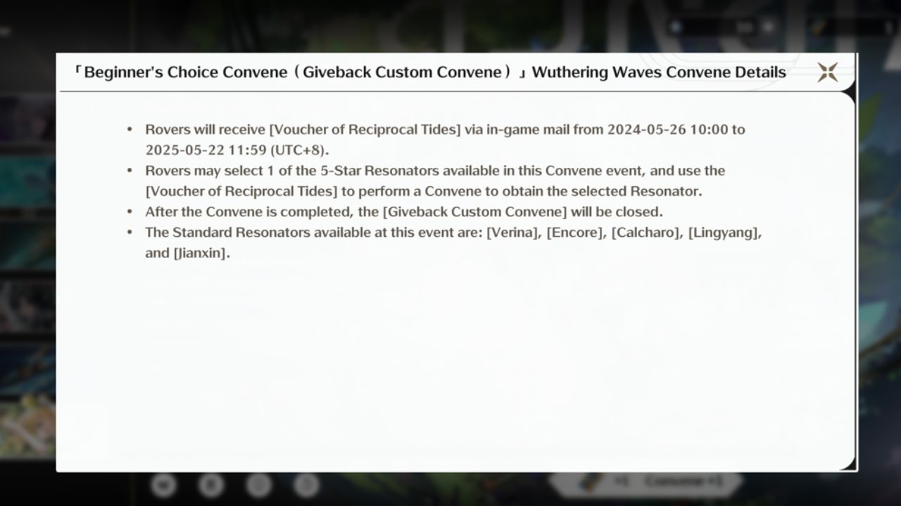 Which Resonator should you select for the Giveback Custom Convene in Wuthering Waves?