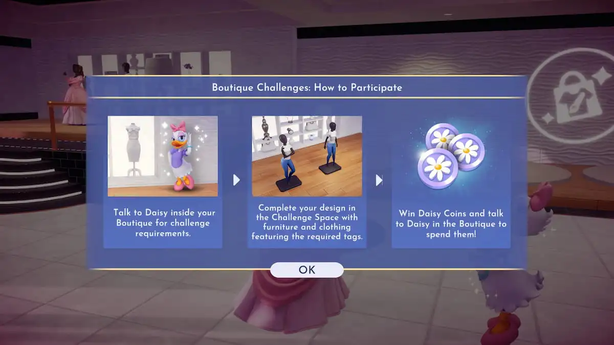 The how to guide for Boutique Challenges in Disney Dreamlight Valley.