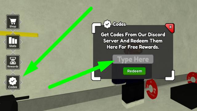 How to redeem codes in Untitled Gym Game