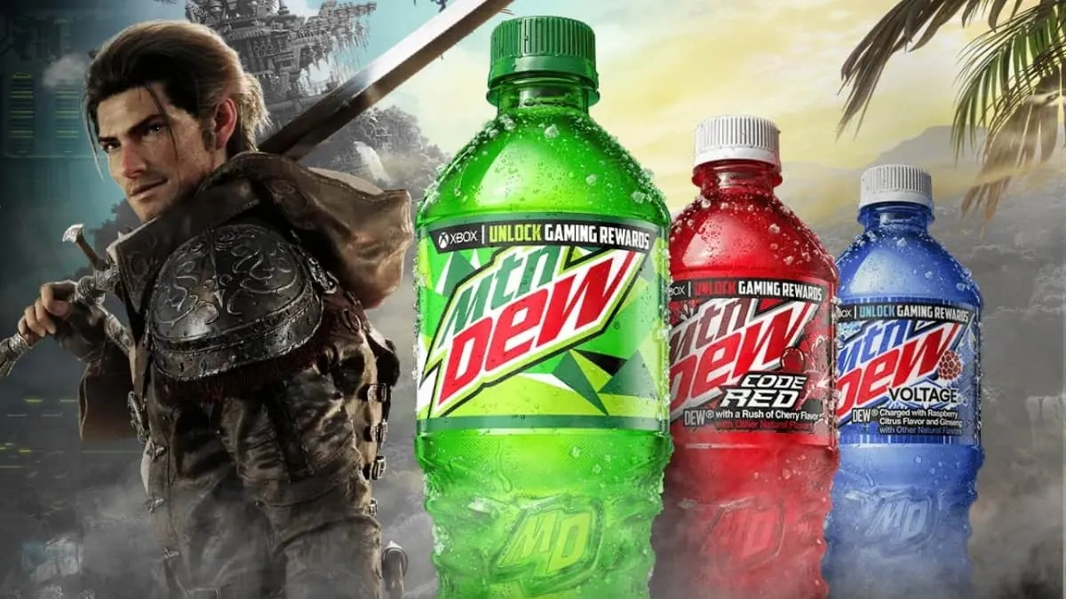 FF14 character with Mountain Dew bottles