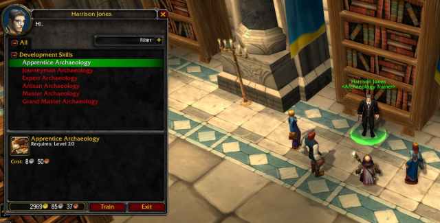 WoW Cataclysm Classic Archaeology interface training profession