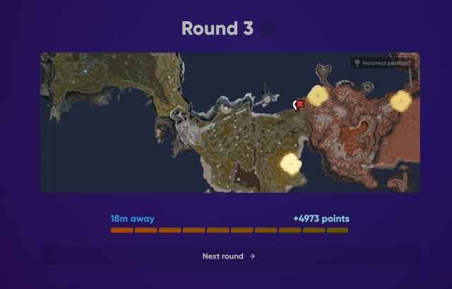 Elden Ring GeoGuessr on LosGamer.io, end of round screenshot