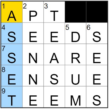 The May 22 NYT Mini board with all solution words filled.