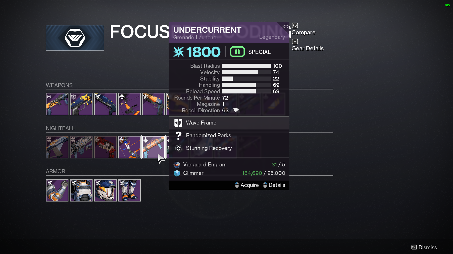 Undercurrent god roll and best perks in Destiny 2