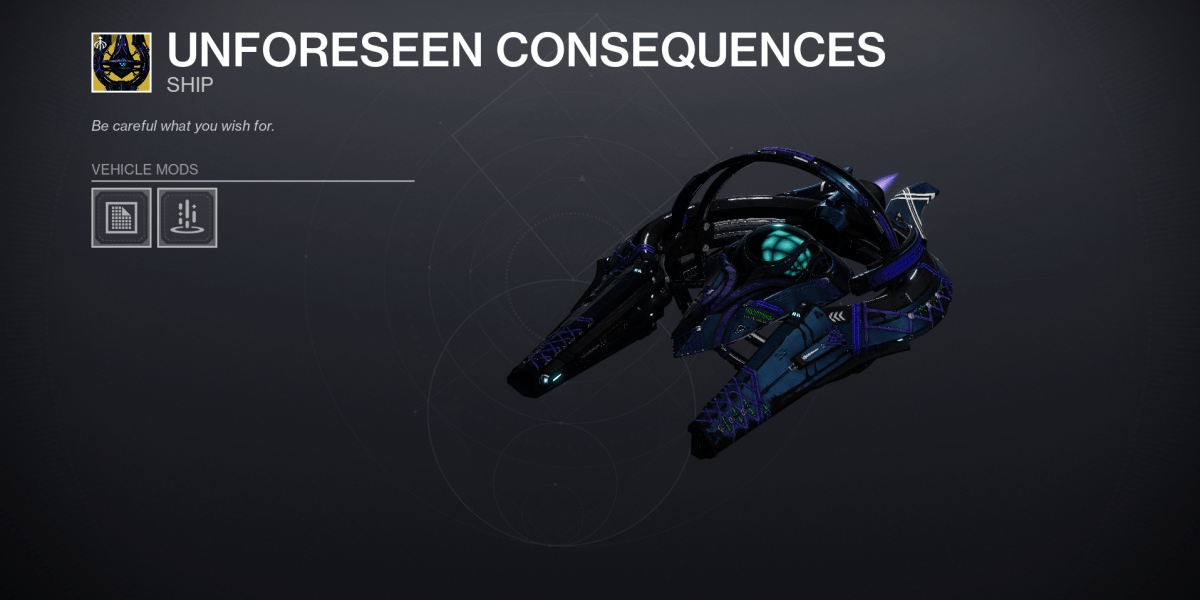 The Unforeseen Consequences ship from Destiny 2.