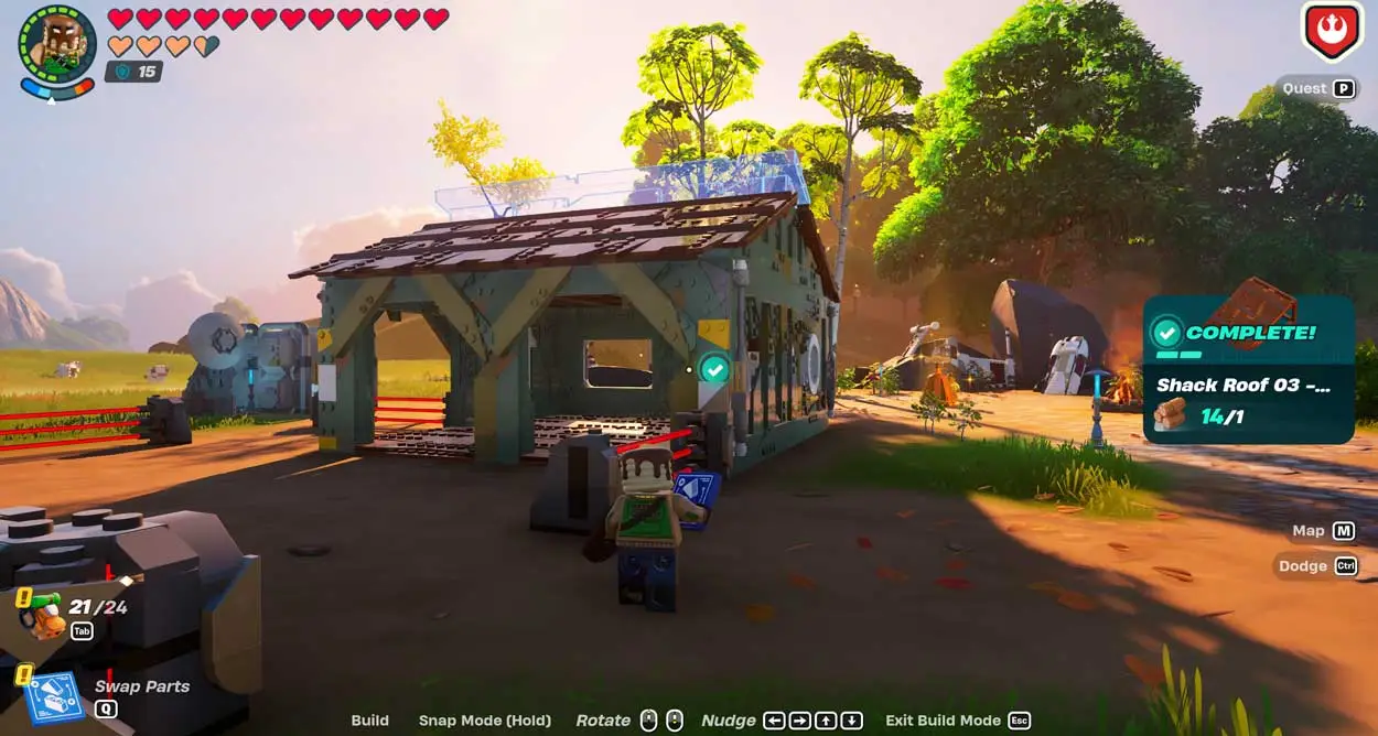 A Rebel Guided Build in progress in LEGO Fortnite.