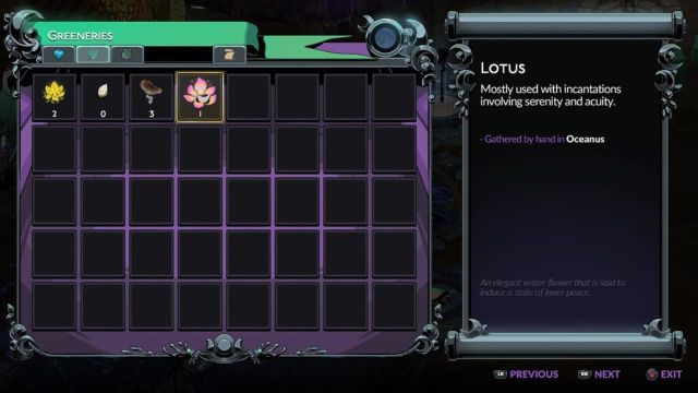 Lotus flower description in hades 2