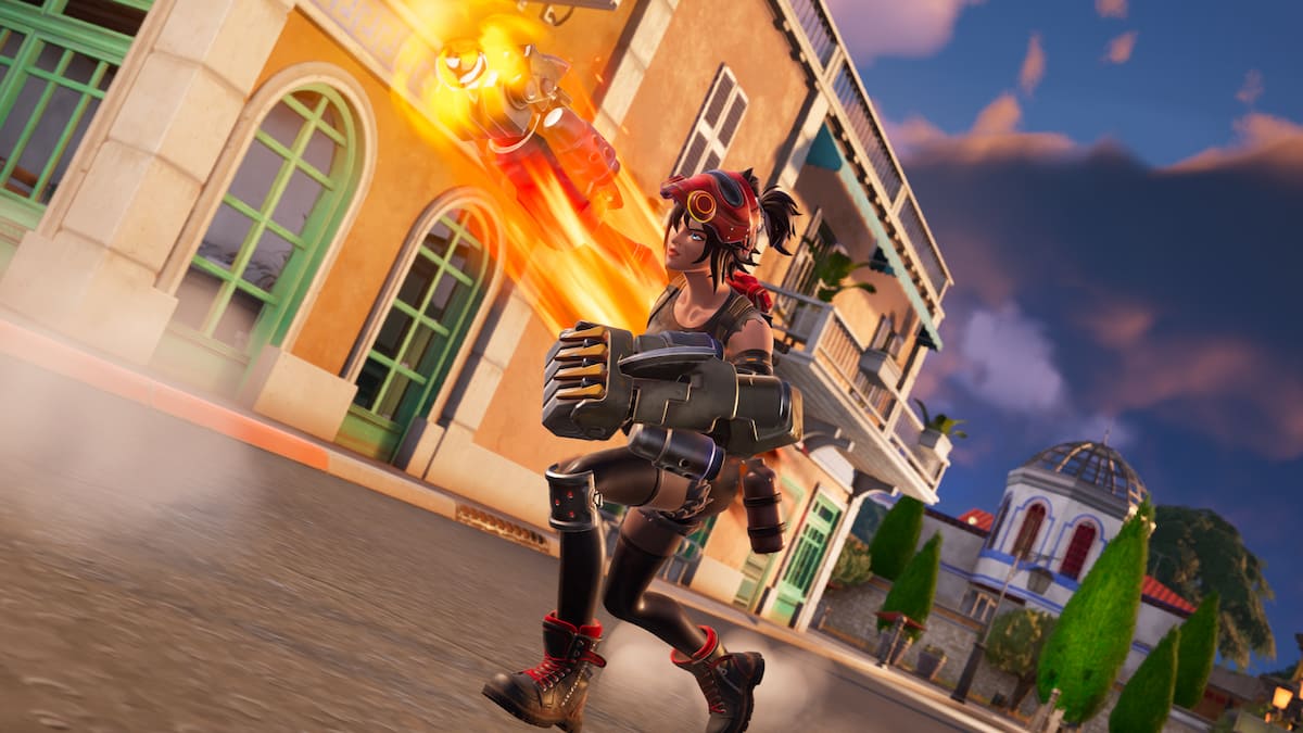 The player lunging while using Nitro Fists in Fortnite.
