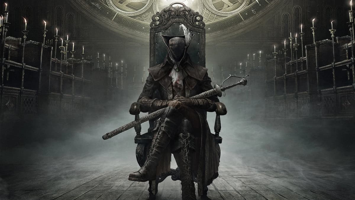 Maria sitting in a chair for Bloodborne: The Old Hunters.